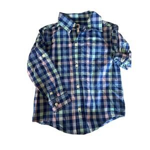 Janie And Jack Blue Plaid Shirt size 3